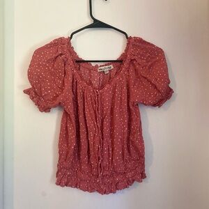 Wallflower Women's Pink Polka Dot Top Size M